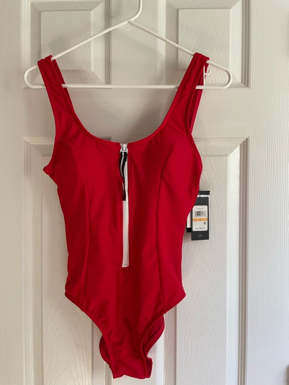 Tommy Hilfiger Red One Piece Swimsuit Zip Front NWT Small - Picture 1 of 7
